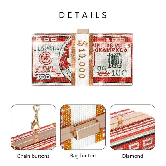 Bling Dollar Bill Bag - Picture 3 of 11